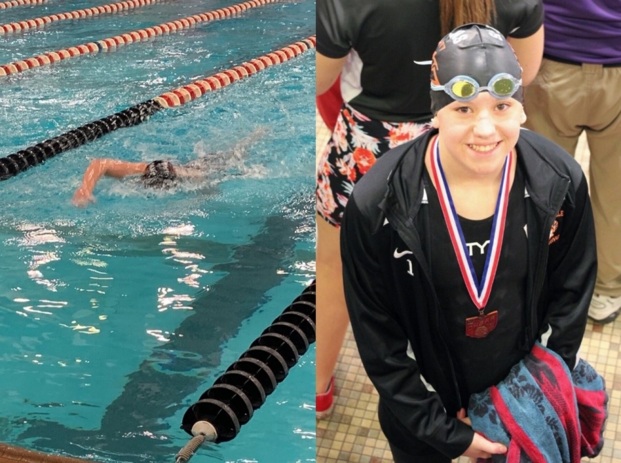 female swimmer collage